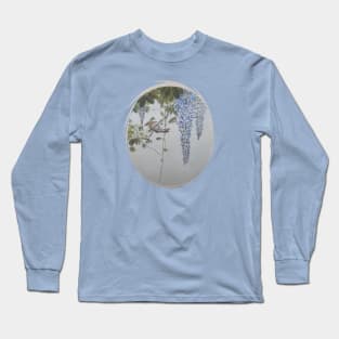 Robin in Wisteria Vine Vector Art Long Sleeve T-Shirt